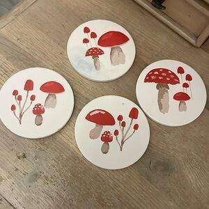 Mushroom Coaster Set of 4 Prima Design Stone Cork Backing